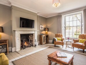 TV, fireplace