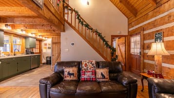 Cabin, Multiple Beds, Hot Tub, Mountain View (6 Bears Cabin) | Living area | 42-inch flat-screen TV with digital channels, fireplace
