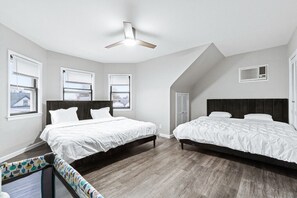 1 bedroom, desk, iron/ironing board, travel cot