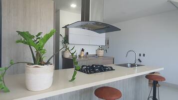 Apartamento | Cocina privada | Frigorífico y microondas