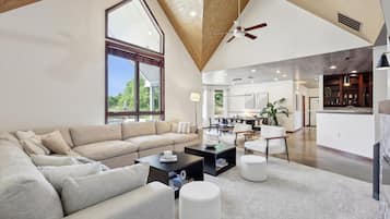 TV, fireplace, offices