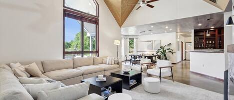 TV, fireplace, offices