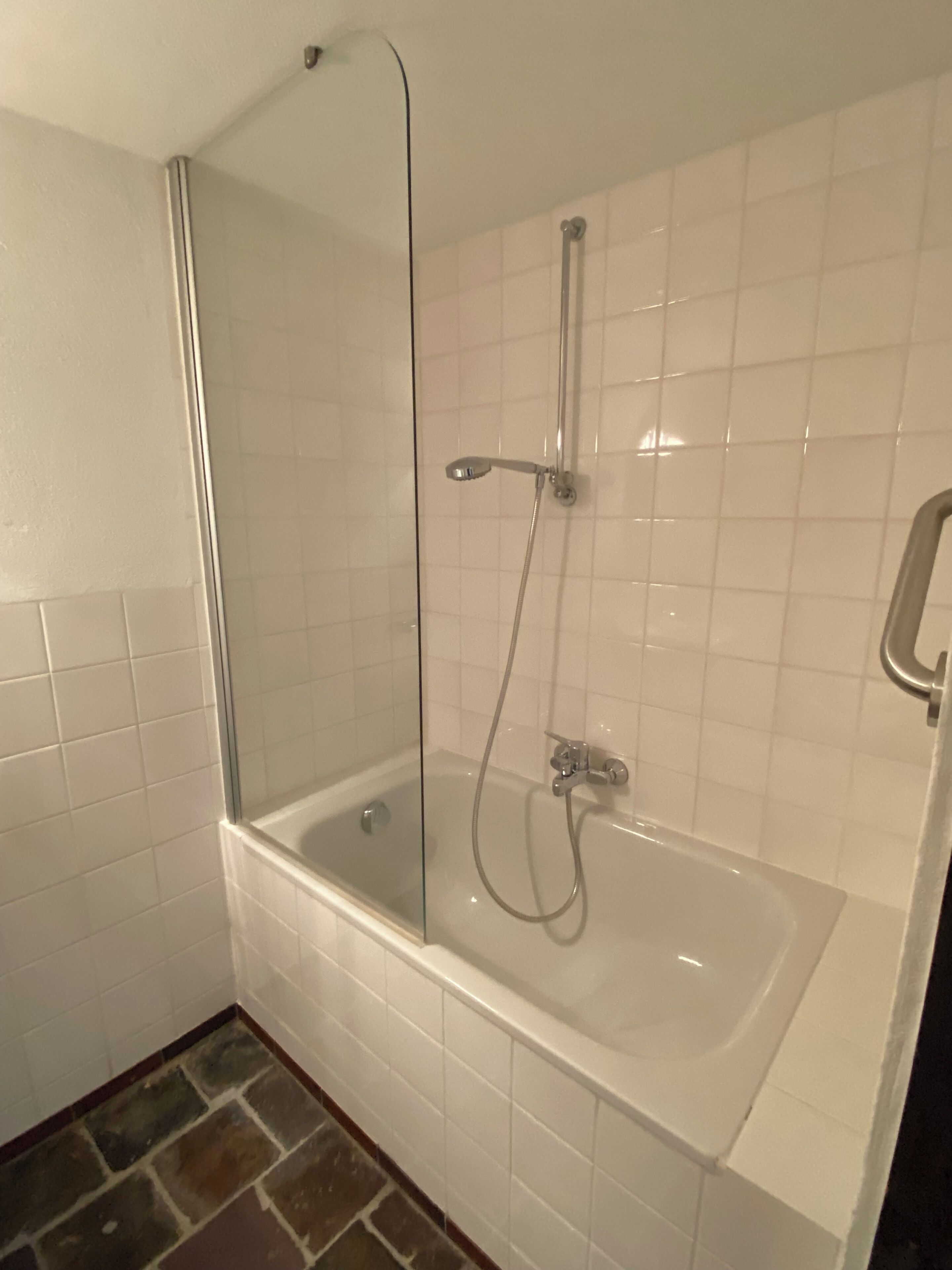 Hair dryer, towels, toilet paper
