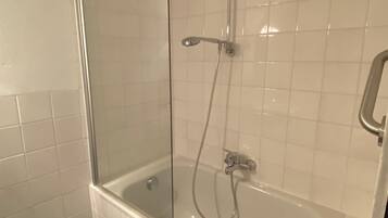 Hair dryer, towels, toilet paper