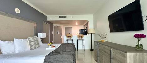 Iron/ironing board, travel crib, WiFi, bed sheets