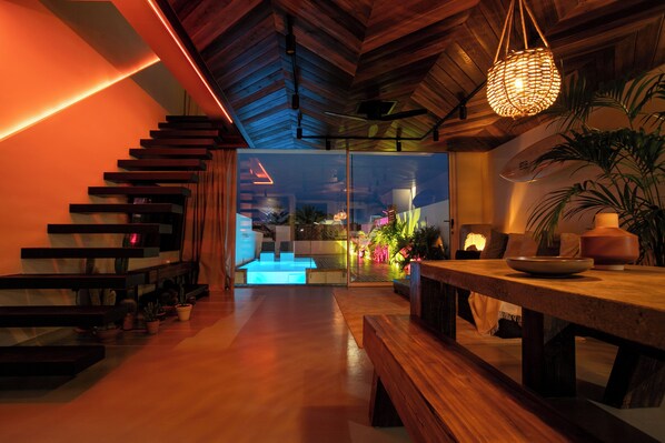 Dining - Casa OuirA. Townhouse with private pool with views to Lanzarote and Isla de Lobos (Corralejo)