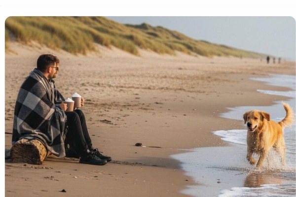 Warm up with hot chocolate at the beach pavilions on the dog-friendly beach during weekends.