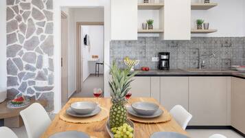 Comfort Apartment, 2 Bedrooms, Kitchen, Oceanfront | Private kitchen | Espresso maker, coffee/tea maker, electric kettle, high chair