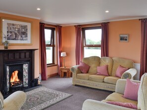 TV, fireplace - 3 bedroom accommodation in Borness, by Borgue, Kirkcudbright (Borness, by Borgue, Kirkcudbright)