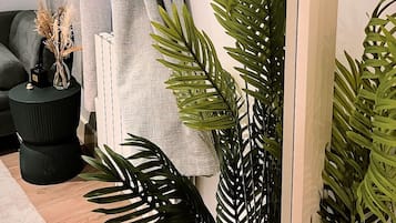 The Santorini Studio | Living area | 50-inch Smart TV with satellite channels, Netflix, streaming services