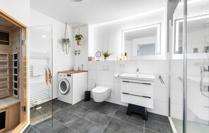 Shower, hair dryer - Nice apartment in Olpenitz with house a panoramic view (Olpenitz)