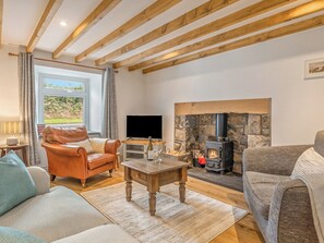 TV, fireplace - This stunning cottage has been extensively decorated for your enjoyment. (Newport)