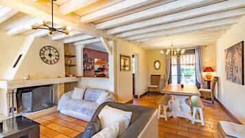 TV, fireplace, video games, DVD player