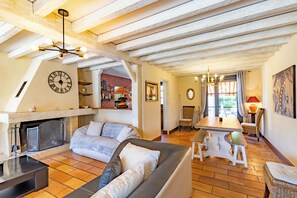 Télévision, cheminée, jeux vidéo, lecteur de DVD