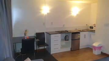 Basic-herbergi fyrir einn - 1 svefnherbergi - reyklaust - sjávarsýn | Einkaeldhús | Míní-ísskápur, örbylgjuofn, eldavélarhellur, kaffivél/teketill
