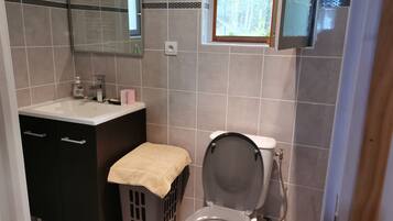 Shower, soap, toilet paper