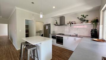 Family House, Garden View | Private kitchen | Full-sized fridge, microwave, oven, stovetop