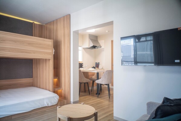 1 bedroom, blackout drapes, soundproofing, iron/ironing board