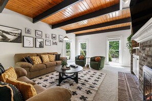 Smart TV, fireplace, video games, table football