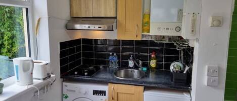 Fridge, dining tables