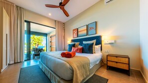 Familieleilighet, 3 soverom, strandutsikt | 3 soverom, safe på rommet, individuelt dekorert og individuelt innredet