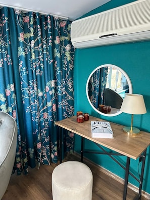 Premium bedding, minibar, desk, laptop workspace