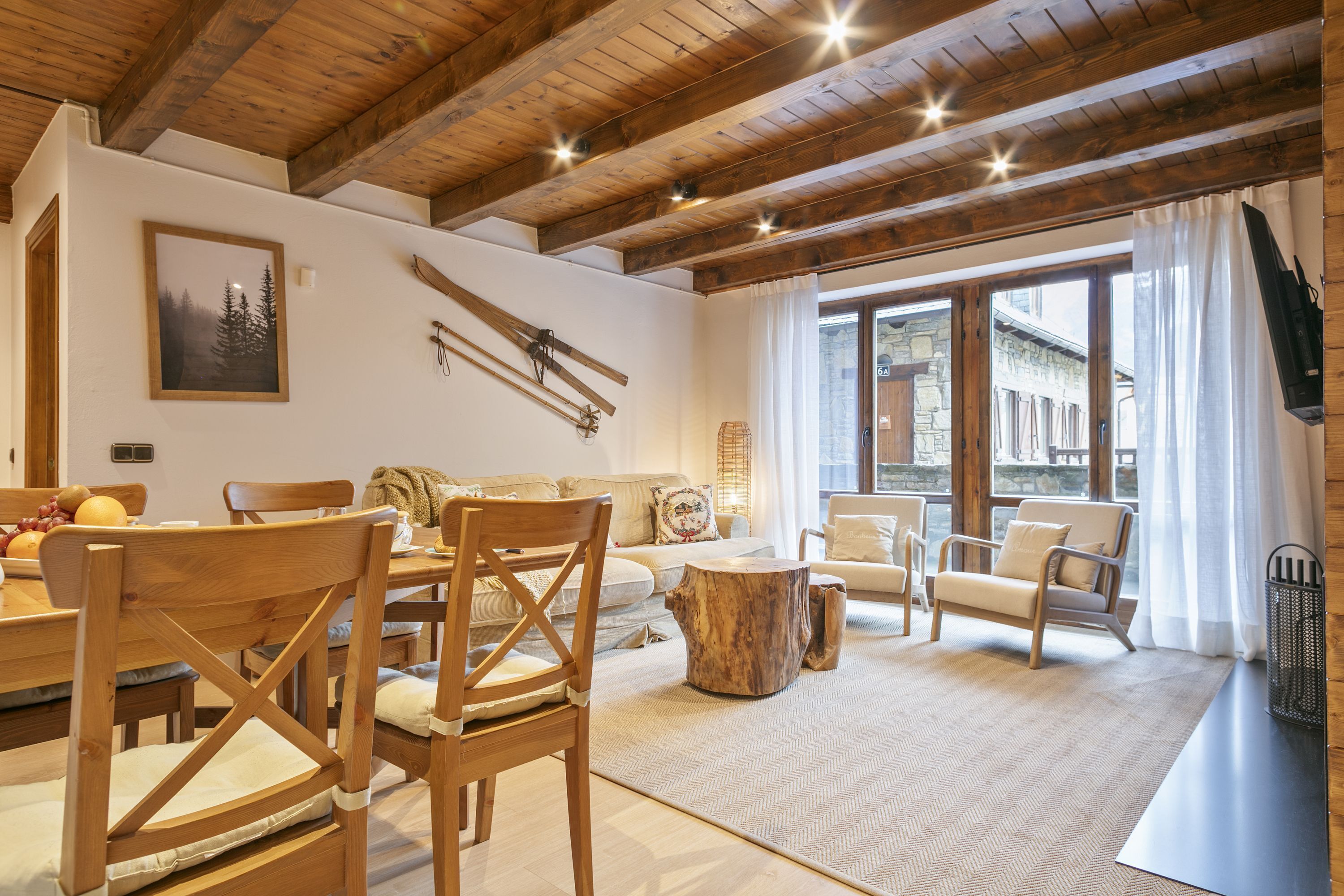 Televisión y chimenea 