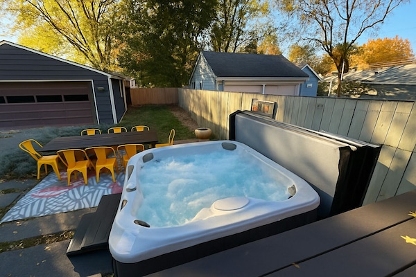 Enjoy a nice soak in the evening while the pup explores the fully fenced yard