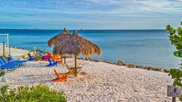 On the beach, beach towels
