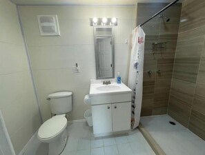 Hair dryer, towels, toilet paper