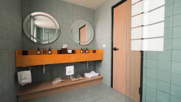 Shower, hair dryer, slippers, bidet