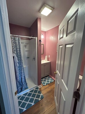 Shower, towels, soap, toilet paper - Charming cottage with AC, Pet-friendly, 4 guests, 3 miles from West Point Lake
(Five Points)