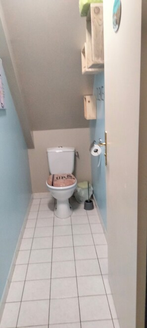 Shower, hair dryer, towels, shampoo
