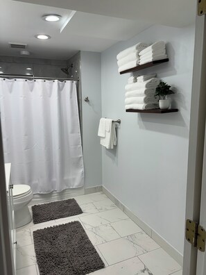 Asciugacapelli, asciugamani, sapone, shampoo