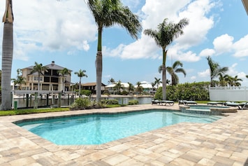 Pools and palm trees