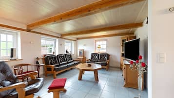 Fernseher, Kamin, DVD-Player, Stereoanlage