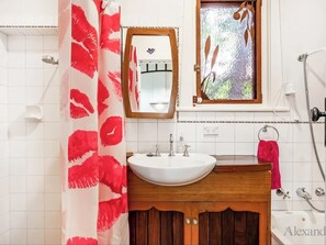 Secador de cabelo, toalhas de banho, sabonete, shampoo