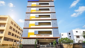 A multi-story building with a modern design, labeled "Karthikeya Residency" and "fabHOTELS" at the top. - Fabhotel Karthikeya Residency (Tirupati)