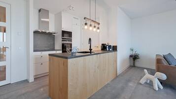 Fridge, dishwasher, high chair