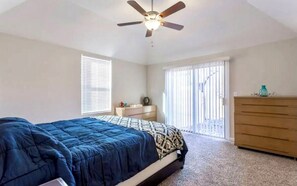 3 bedrooms, desk, iron/ironing board, travel crib