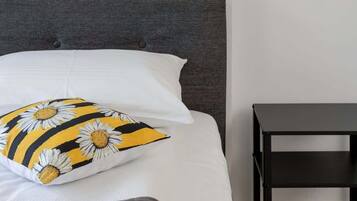 Een bureau, een strijkplank/strijkijzer, reisbedje, wifi