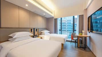 City View Twin Room | Desk, laptop workspace, blackout drapes, free WiFi