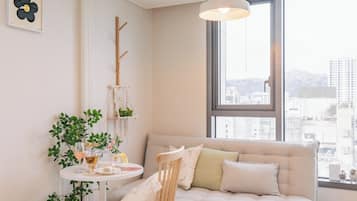 Classic Apartment | Desk, laptop workspace, blackout curtains, iron/ironing board