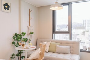 Classic Apartment | Desk, laptop workspace, blackout drapes, iron/ironing board