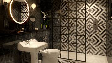 Amenidades de baño de diseñador, secadora de cabello, batas, pantuflas