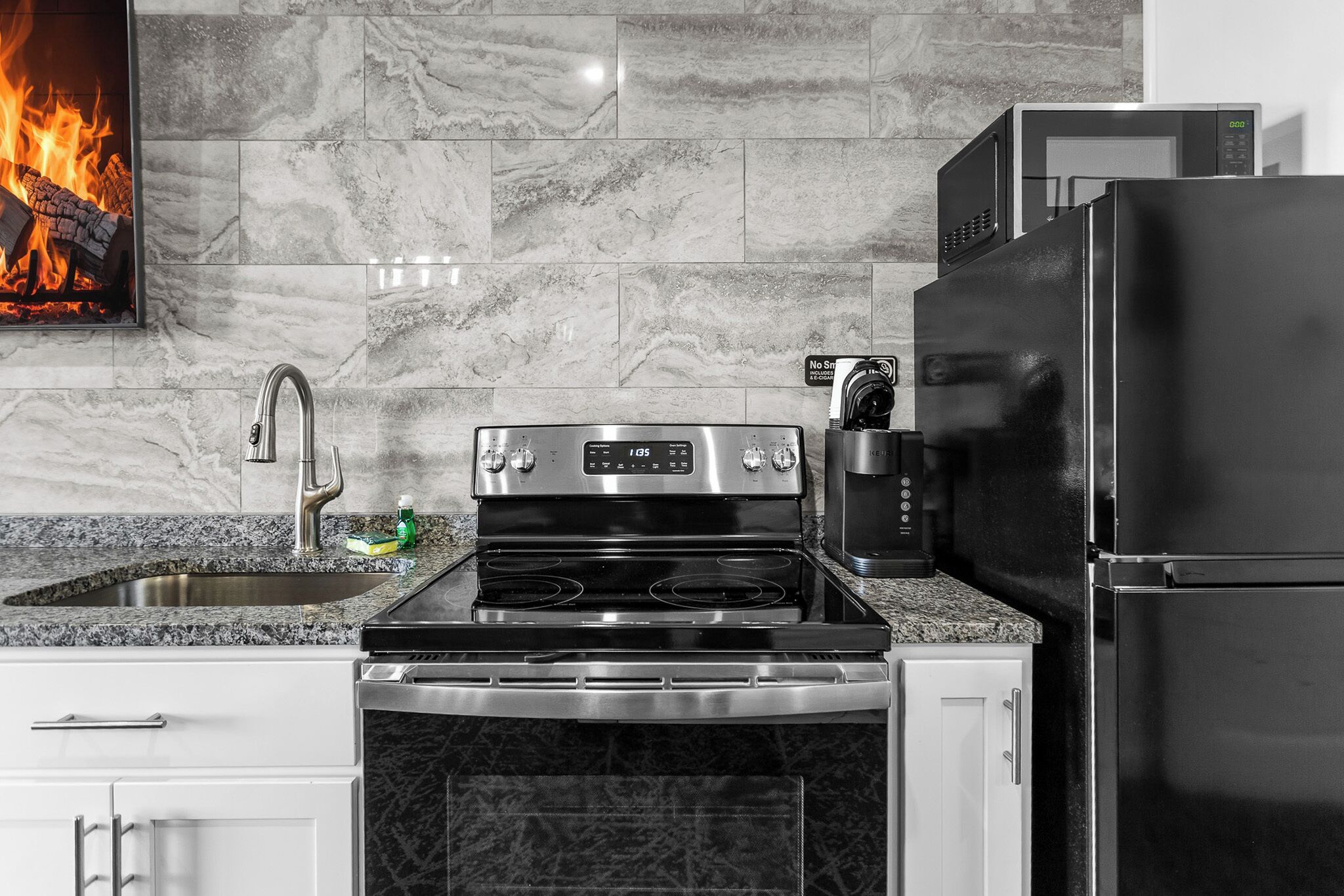 Fridge, microwave, coffee/tea maker