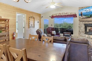 TV, fireplace, offices - Direct Mount LeConte Views | Gatlinburg | Hot Tub (Gatlinburg)