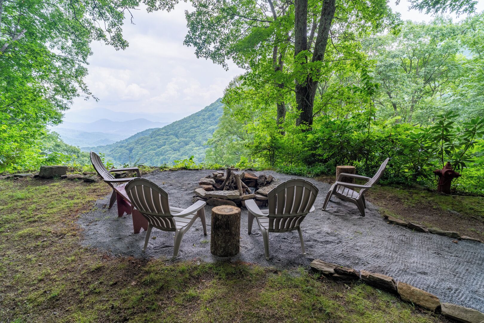 Mountaintop cabin with stunning views and miles of private hiking trails.