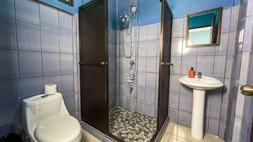 Basic Quadruple Room, 2 Double Beds, Non Smoking, Mountain View | Bathroom | Shower, towels