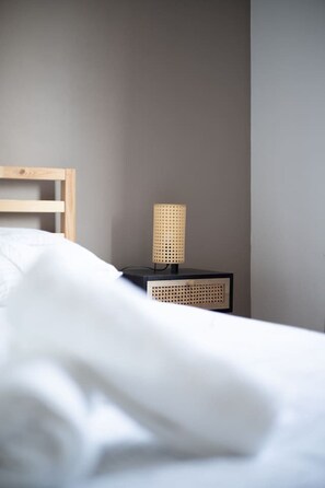 3 habitaciones, escritorio y tabla de planchar con plancha 